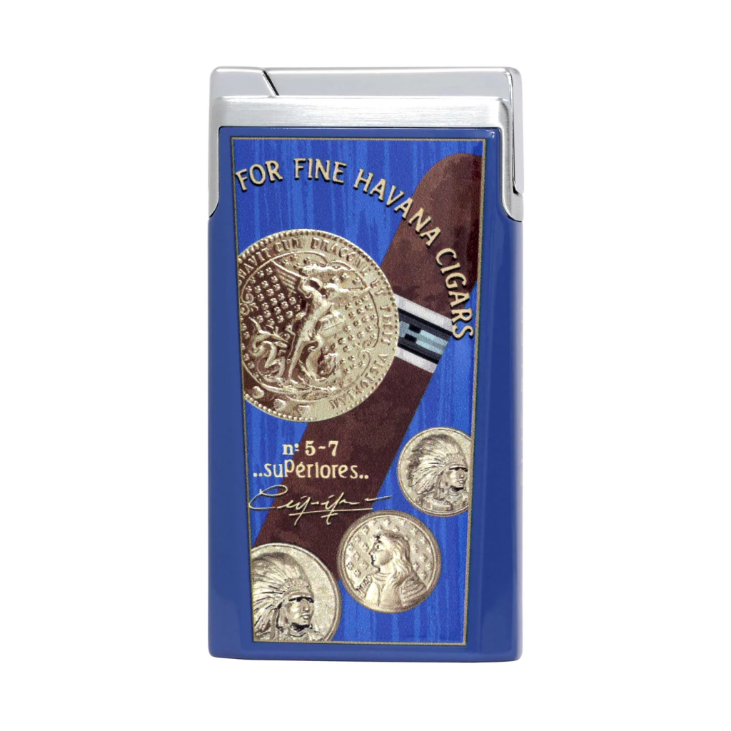 J-15 CIGAR JET FLAME LIGHTER MEDALS BLUE