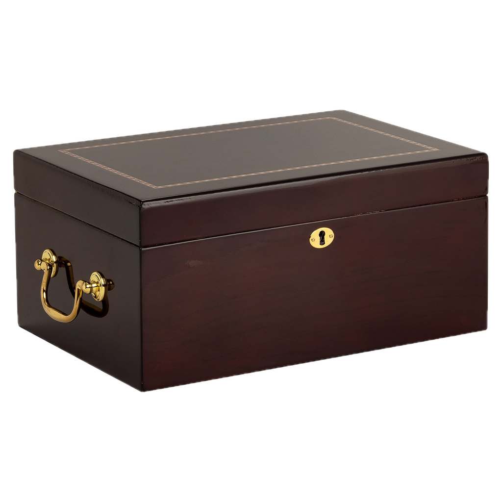 [HUM-100LG-BOV] HUMIDOR SUPREME ALHAMBRA, 55-95 CIGAR CAPACITY HUMIDOR, HIGH GLOSS MAPLE FINISH WITH (3)