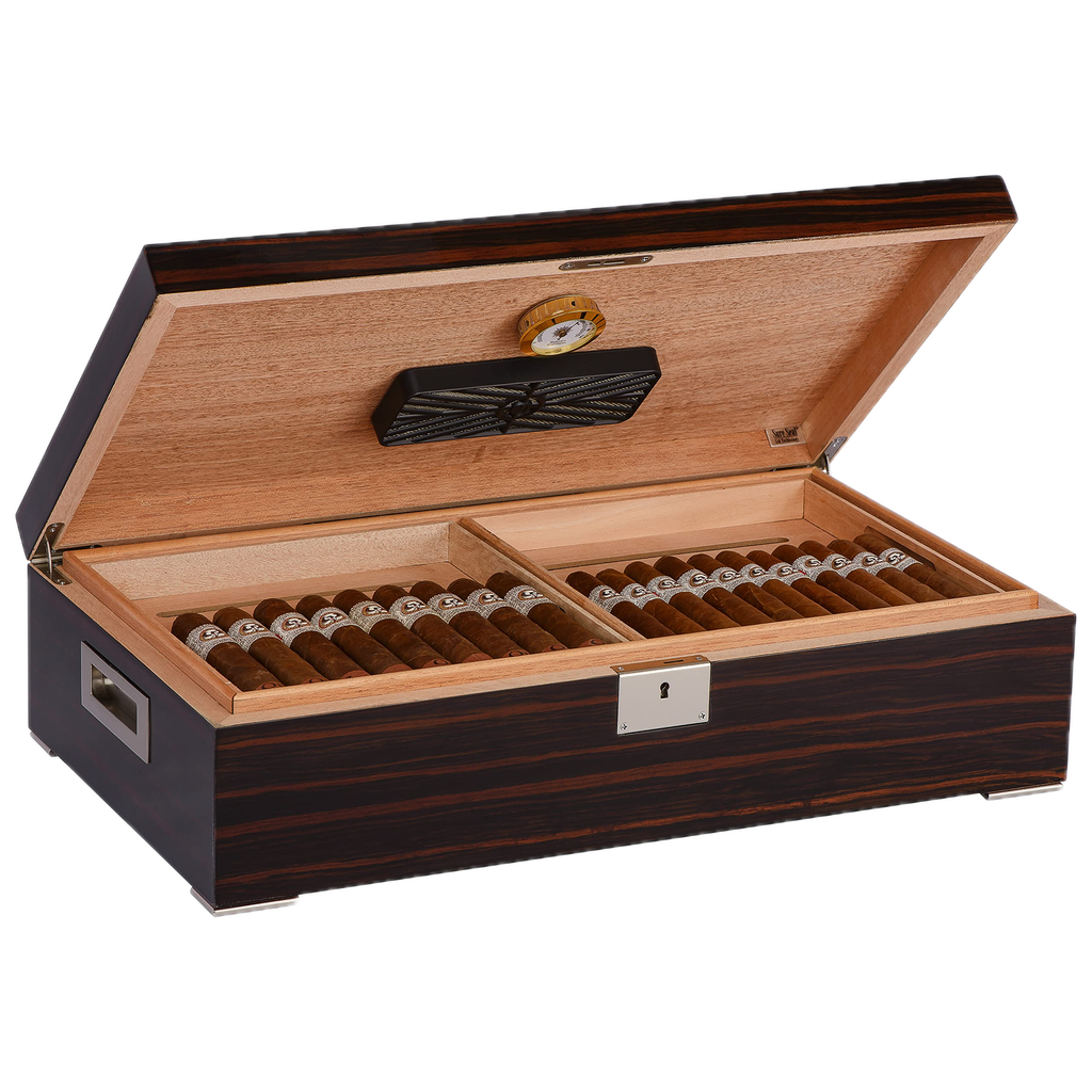 [VALENTINO-BOV] HUMIDOR SUPREME VALENTINO, 85-150 CIGAR CAPACITY, HIGH LACQUER FINISH, WITH (5) XIKAR-BOVEDA