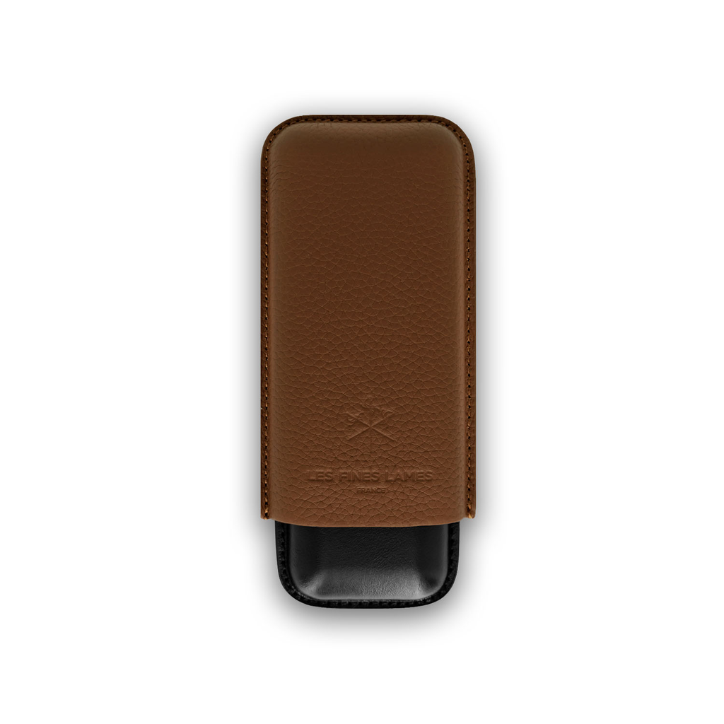 [CA7008002] CIGAR CASE CIGAR CASE - DUO BROWN PEBBLE LEATHER 