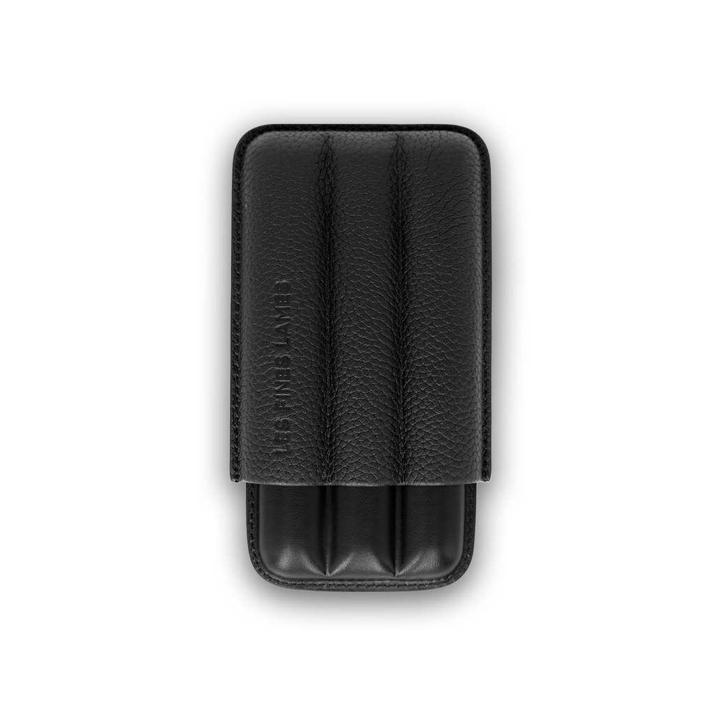 [CA7108001] CIGAR CASE CIGAR CASE - TRIO BLACK PEBBLE LEATHER
