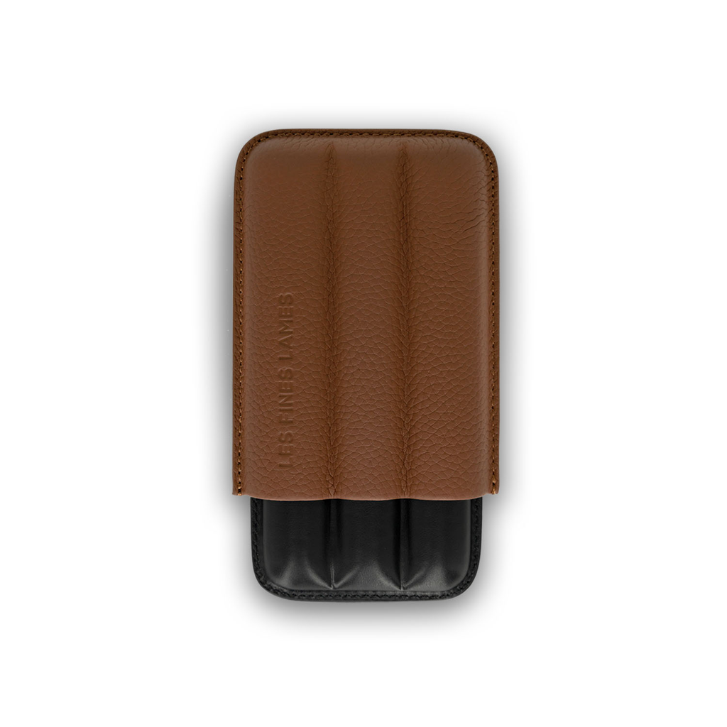 [CA7108002] CIGAR CASE CIGAR CASE - TRIO BROWN PEBBLE LEATHER 