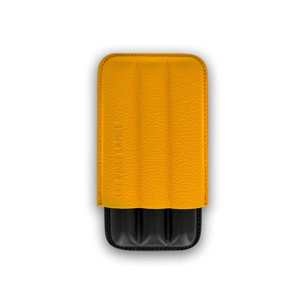 [CA7108004] CIGAR CASE CIGAR CASE - TRIO YELLOW PEBBLE LEATHER 