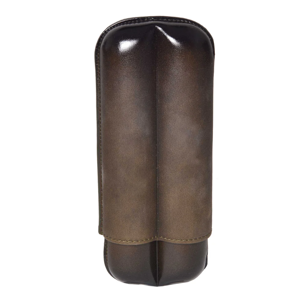 OLIVE LEATHER CASE FOR 2 CIGARS (RING 27 mm) 