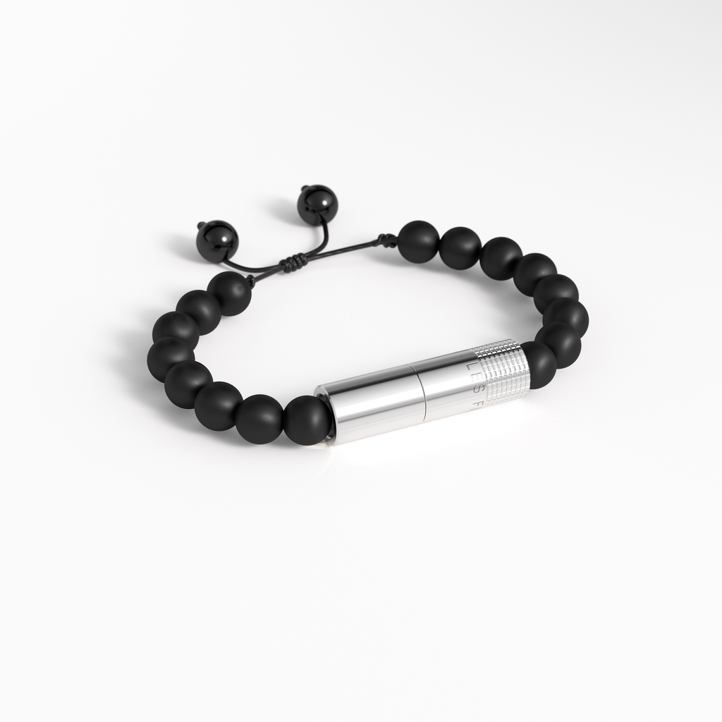 [BP1120L] PUNCH BRACELET SOLO STEEL ONYX L