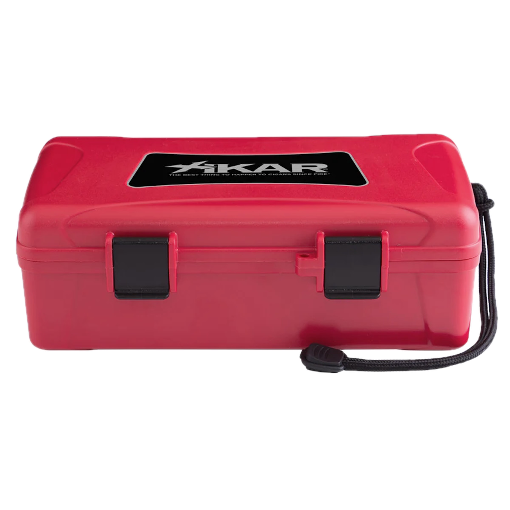 [XI-210RDXI] 10 CIGAR TRAVEL HUMIDOR, RED XIKAR LABEL (CASE OF 6)