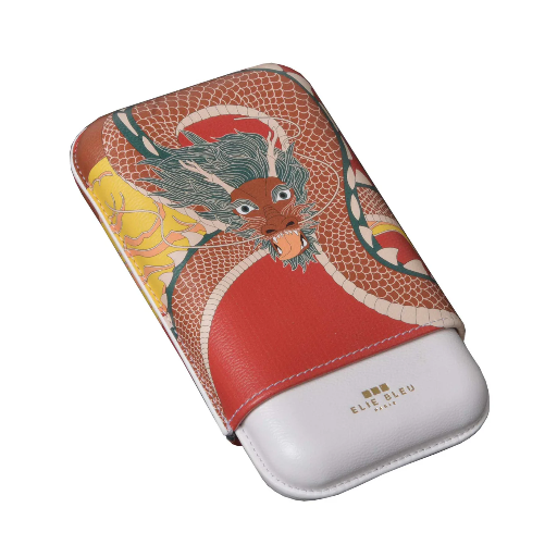 [CS044] LEATHER CASE FOR 3 CIGARS "DRAGON"