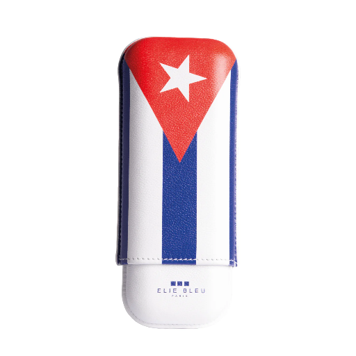 [CS033] CUBAN FLAG LEATHER CASE FOR 2 CIGARS (RING 27 mm) 