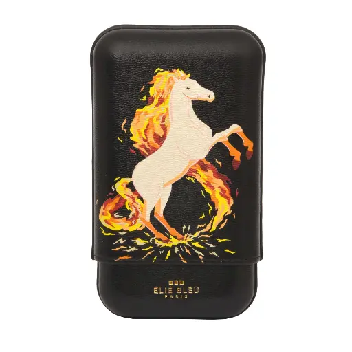 [CS038] LEATHER CASE FOR 3 CIGARS "FIRE HORSE"