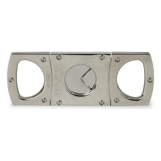 [CT146] CIGAR CUTTER STAINLESS STEEL POLISHED / DIAGONAL LINES