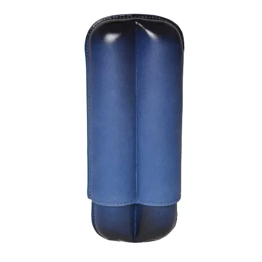 [CS042] BLUE LEATHER CASE FOR 2 CIGARS (RING 27 mm) 