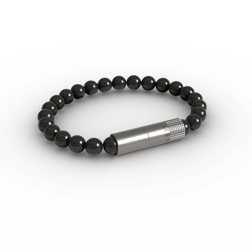 [CT022] [BP1134M] PUNCH BRACELET SOLO STEEL ONYX 8MM M